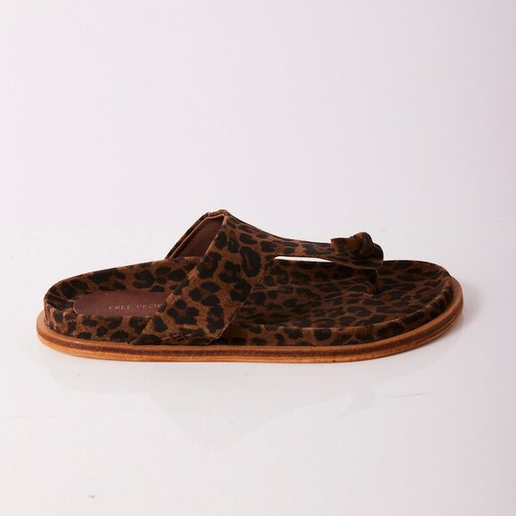 FREE PEOPLE Mika Footbed Sandals / Chestnut Leopard Suede - Picture 8 of 13